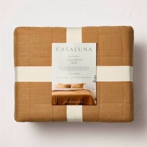 Casaluna Linen Blend Quilt Warm Brown Queen New